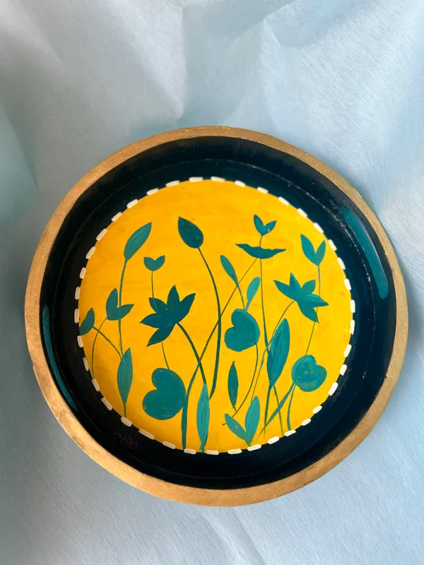 Multicolour_Handcrafted_Floral_Wooden_Round_Tray