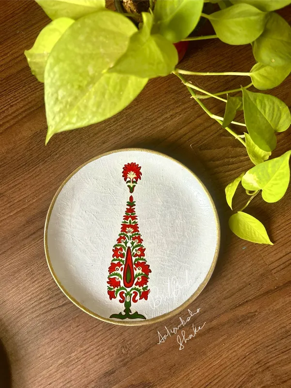 White_Regal_Bloom_Hand-Painted_Decorative_Plate