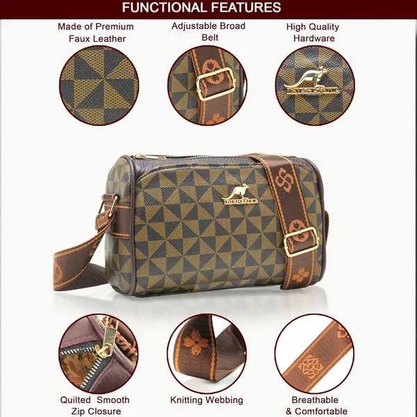 Trangle_Brown_Trendy_Broad_Belt_Monogrammed_Crossbody_Sling_Bag_For_Women