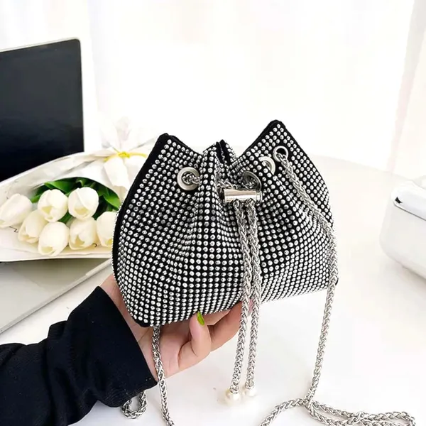 Grey_Rhinestone_Bucket_Mini_Handbag_For_Women