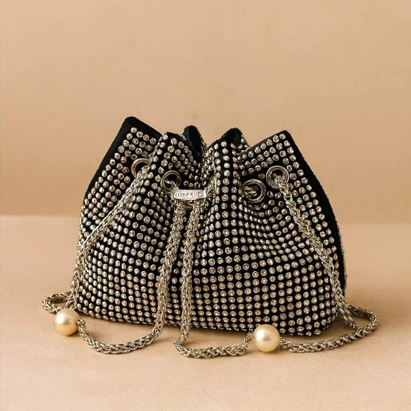 Grey_Rhinestone_Bucket_Mini_Handbag_For_Women