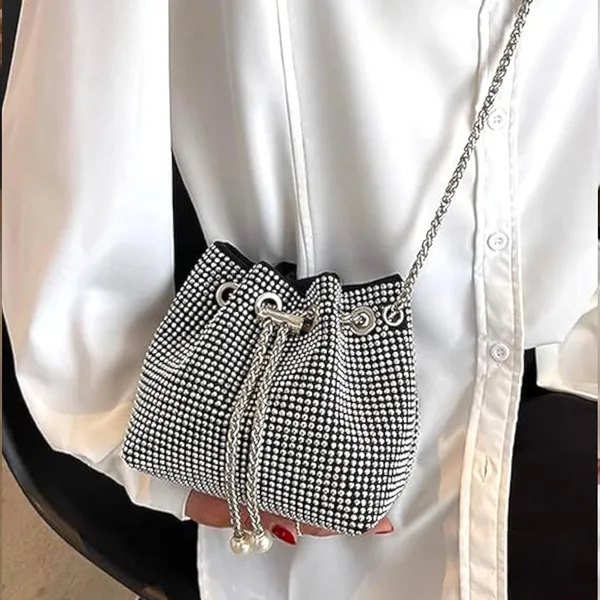 Grey_Rhinestone_Bucket_Mini_Handbag_For_Women