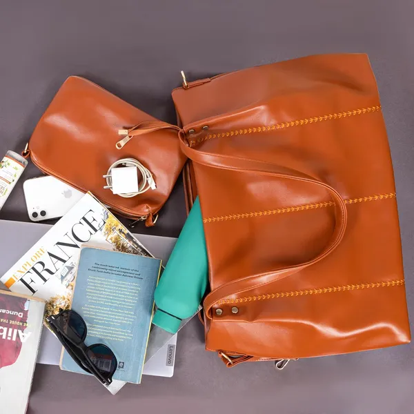 Tan_Stylish_Pu_Leather_Tote_Bag_Handbag_For_Women_For_Women