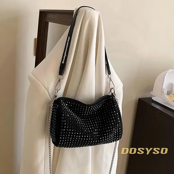 Black_Rhinestone_Crossbody_Chain_Sling_Bag_For_Women