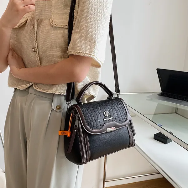 Women's_Pu_Leather_Handbag_|_Stylish_Crossbody_Shoulder_Bag_With_Zippered_Pockets,_Contrast_Stitching,_Adjustable_Strap_&_Top_Handle_|_Trendy_Everyday_Casual_Office_Sling_Bag