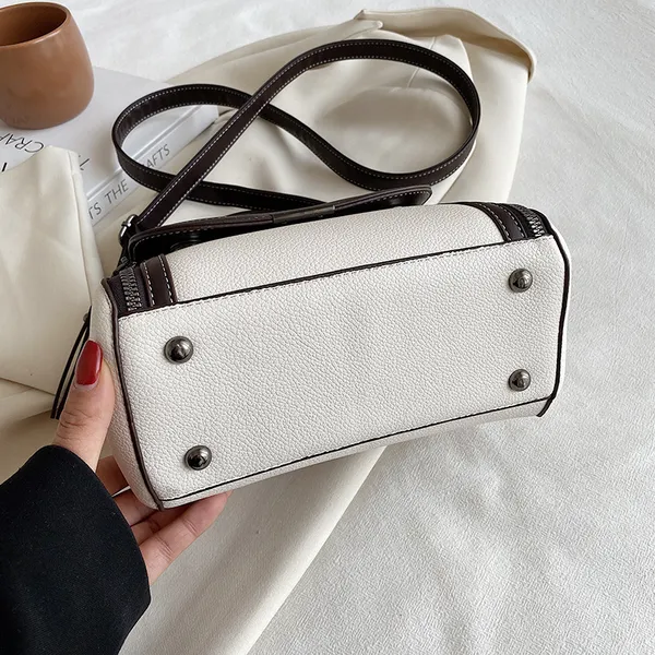 Women's_Pu_Leather_Handbag_|_Stylish_Crossbody_Shoulder_Bag_With_Zippered_Pockets,_Contrast_Stitching,_Adjustable_Strap_&_Top_Handle_|_Trendy_Everyday_Casual_Office_Sling_Bag