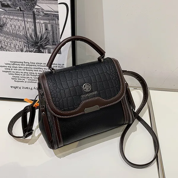 Women's_Pu_Leather_Handbag_|_Stylish_Crossbody_Shoulder_Bag_With_Zippered_Pockets,_Contrast_Stitching,_Adjustable_Strap_&_Top_Handle_|_Trendy_Everyday_Casual_Office_Sling_Bag