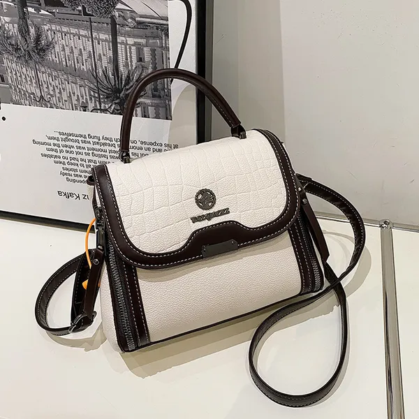 Women's_Pu_Leather_Handbag_|_Stylish_Crossbody_Shoulder_Bag_With_Zippered_Pockets,_Contrast_Stitching,_Adjustable_Strap_&_Top_Handle_|_Trendy_Everyday_Casual_Office_Sling_Bag
