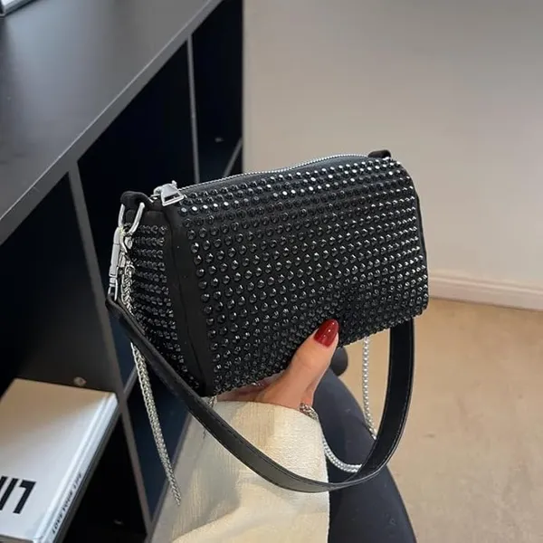 Black_Rhinestone_Crossbody_Chain_Sling_Bag_For_Women