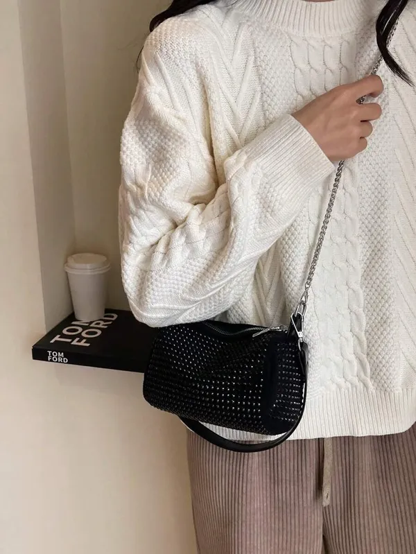 Black_Rhinestone_Crossbody_Chain_Sling_Bag_For_Women