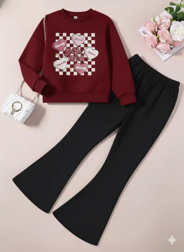 You_Are_T-shirt_And_Plazza_Set_Maroon&_Black