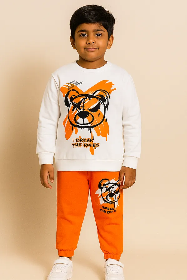 White_Break_The_Rules_T-Shirt_Trendy_Top_And_Bottom_Set_For_Boys