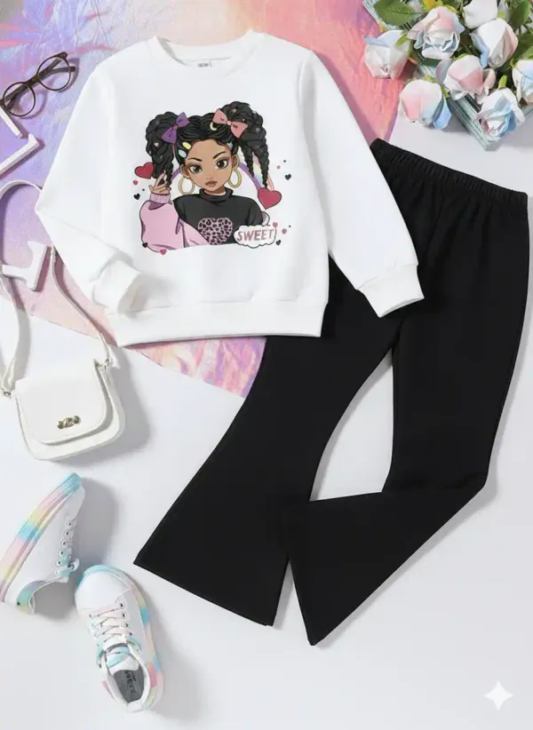 Sweet_Girl_T-shirt_AndPlazza_Set_White_&_Black