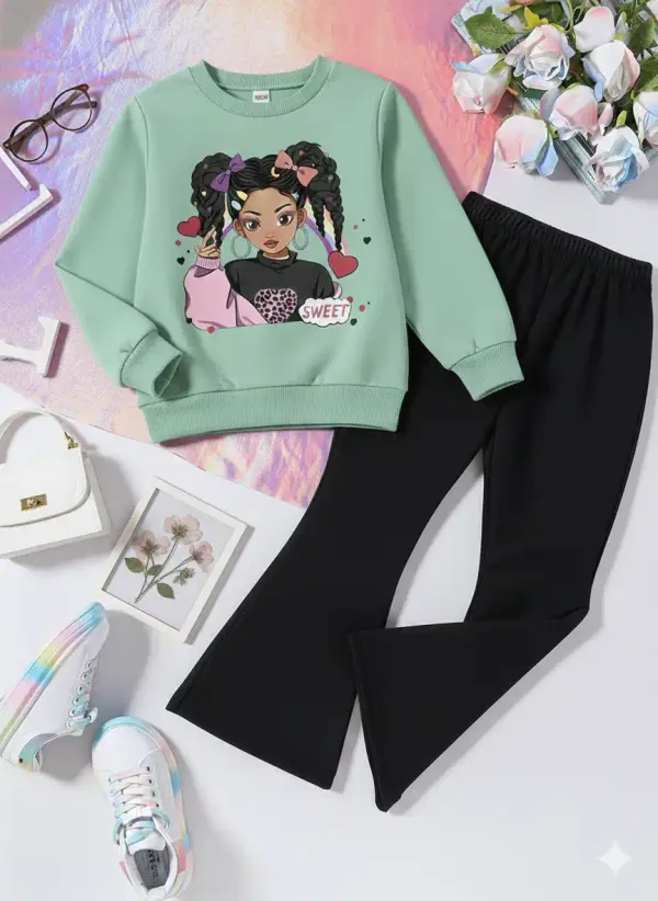 Sweet_Girl_T-shirt_AndPlazza_Set_Pista&_Black