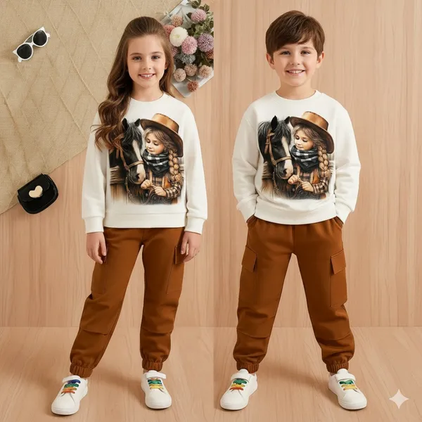 White_Horse_T-Shirt_Joggers_Trendy_Top_And_Bottom_Set_For_Girls_Boys