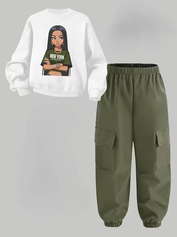 White_Mehndi_Girl_T-Shirt_Joggers_Trendy_Top_And_Bottom_Set_For_Girls
