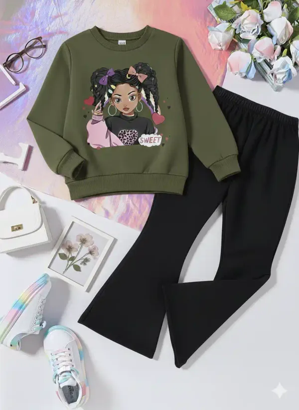 Sweet_Girl_T-shirt_AndPlazza_Set_Mahendi&_Black
