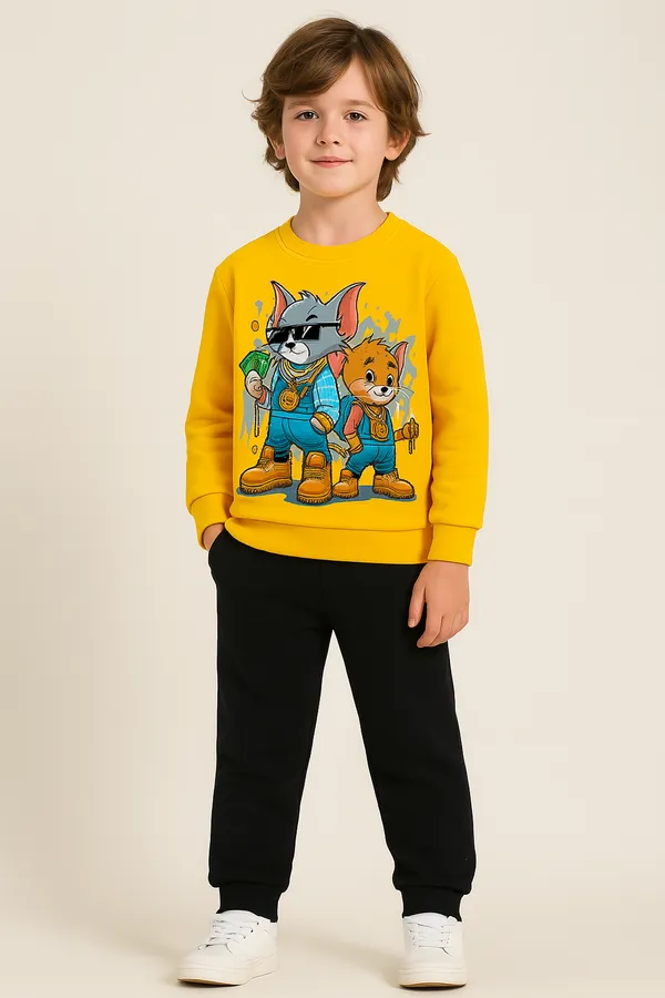 Yellow_Tom_Jerry_T-Shirt_Trendy_Top_And_Bottom_Set_For_Girls_&_Boys