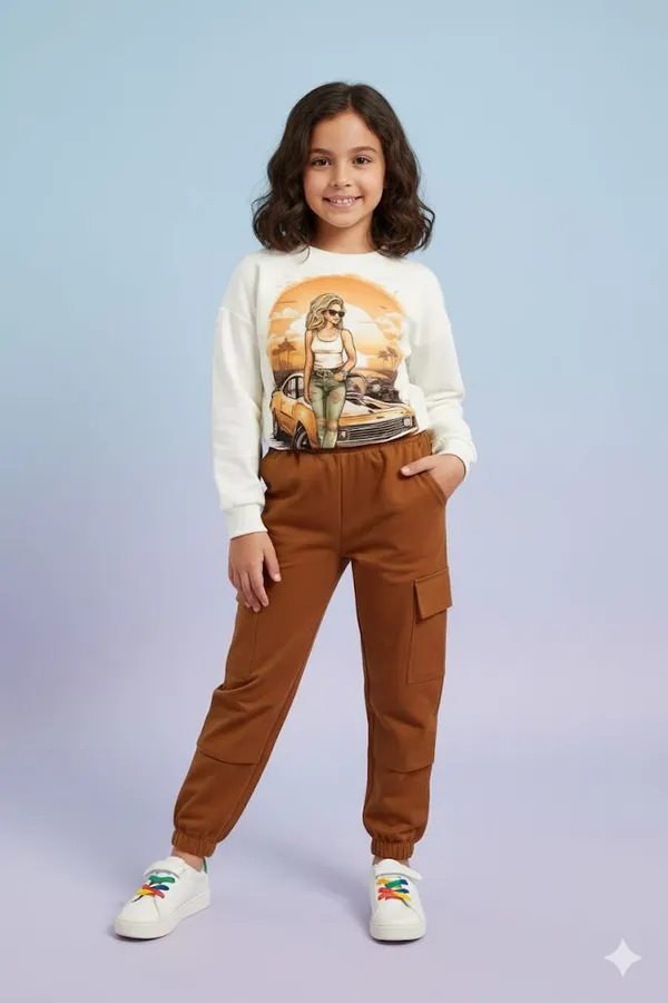 White__Car_T-Shirt_Joggers_Trendy_Top_And_Bottom_Set_For_Girls_&_Boys