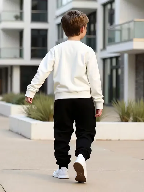 White_Cool_T-Shirt_Legis_Trendy_Top_And_Bottom_Set_For_Boys