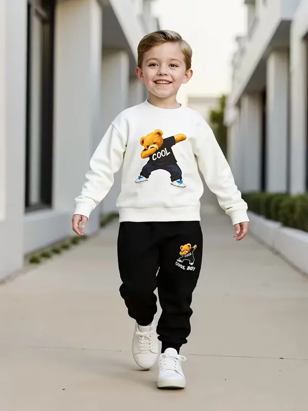 White_Cool_T-Shirt_Legis_Trendy_Top_And_Bottom_Set_For_Boys