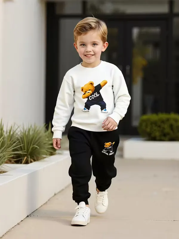 White_Cool_T-Shirt_Legis_Trendy_Top_And_Bottom_Set_For_Boys