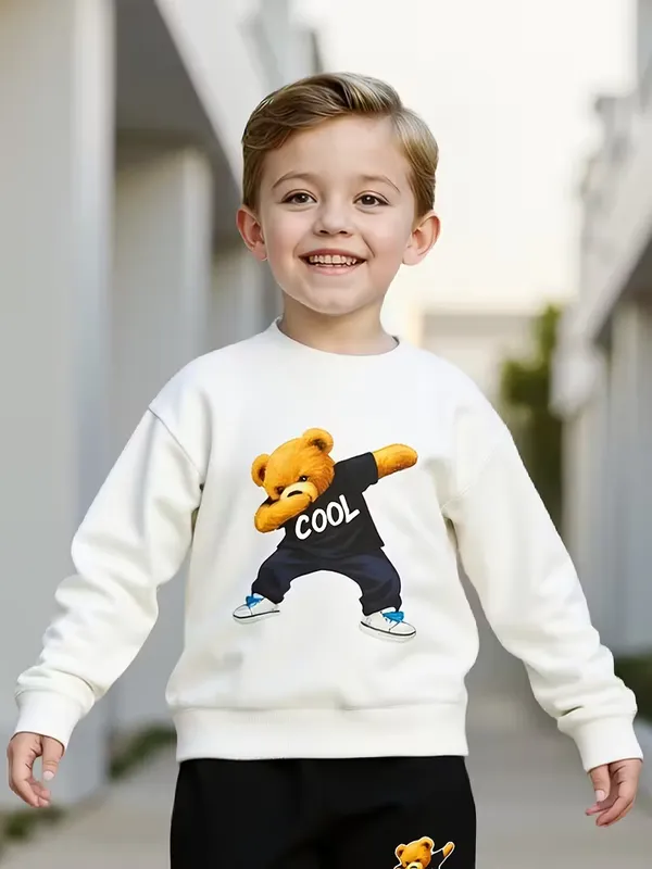 White_Cool_T-Shirt_Legis_Trendy_Top_And_Bottom_Set_For_Boys