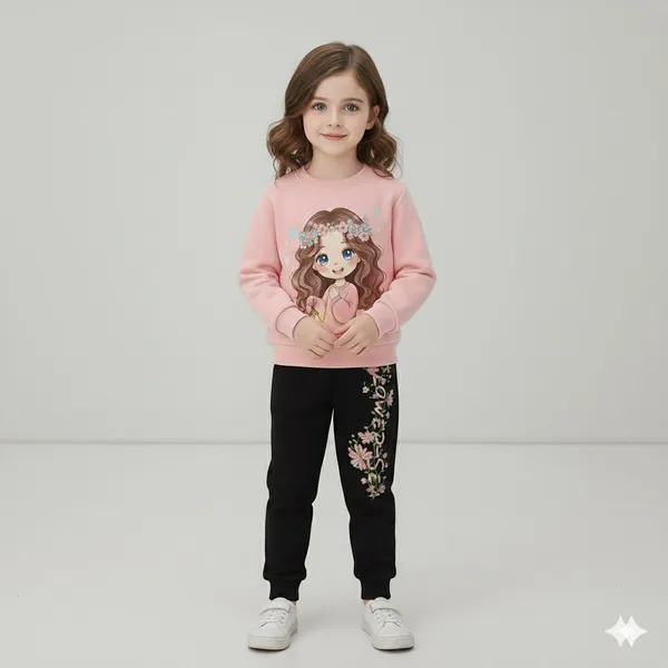 Fanas_Girl__pink_T-Shirt_Legis_Trendy_Top_And_Bottom_Set_For_Girls