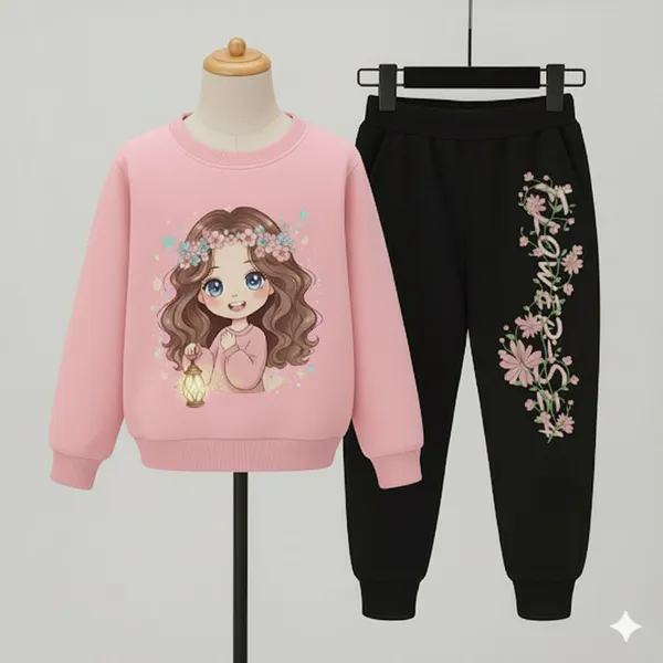 Fanas_Girl__pink_T-Shirt_Legis_Trendy_Top_And_Bottom_Set_For_Girls