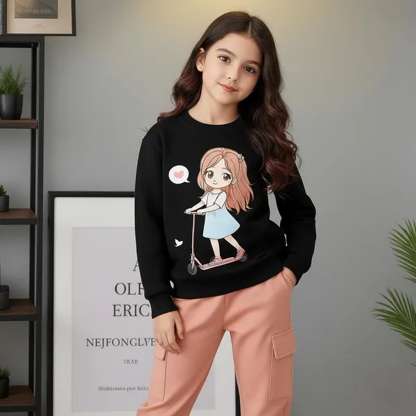 Black_Sketing_Girl_T-Shirt_Legis_Trendy_Top_And_Bottom_Set_For_Girls