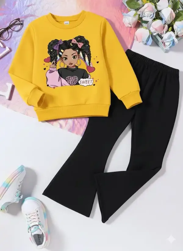 Sweet_Girl_T-shirt_AndPlazza_Set_Yellow_&_Black
