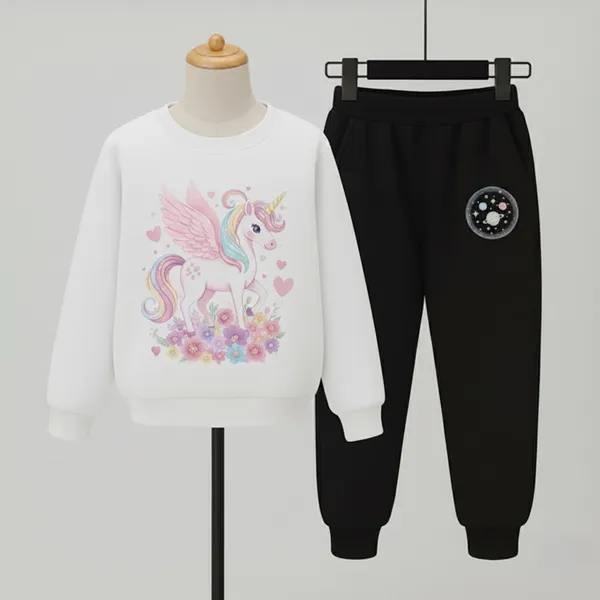 White_Unicorn_T-Shirt_Leggins_Trendy_Top_And_Bottom_Set_For_Girls