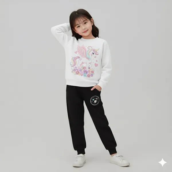 White_Unicorn_T-Shirt_Leggins_Trendy_Top_And_Bottom_Set_For_Girls