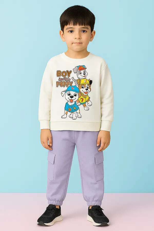 White_Dogs_T-Shirt_Legis_Trendy_Top_And_Bottom_Set_For_Boys