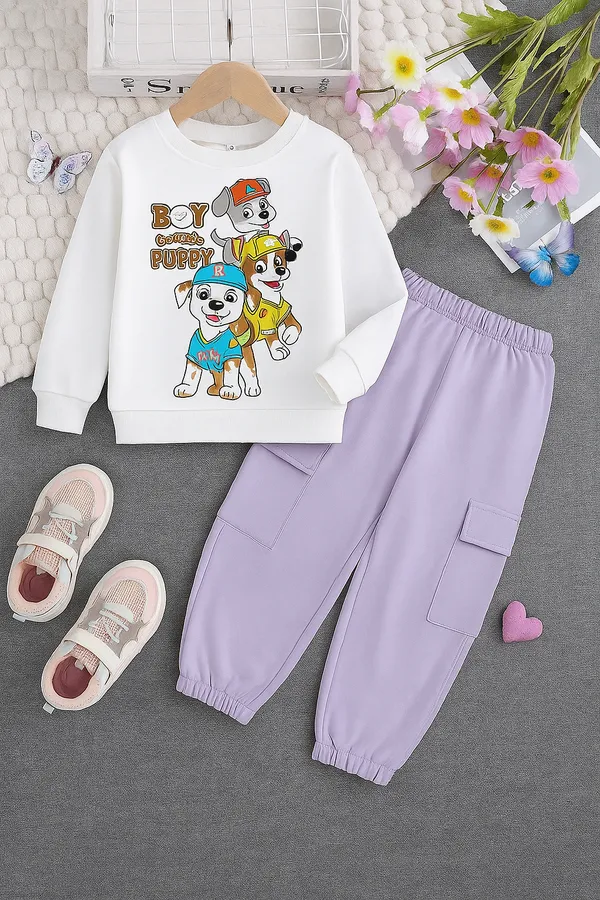 White_Dogs_T-Shirt_Legis_Trendy_Top_And_Bottom_Set_For_Boys