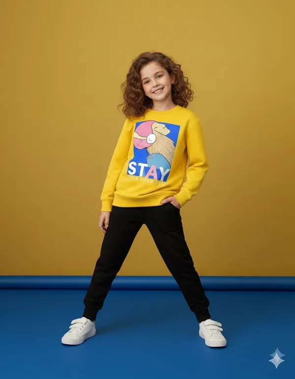 Yellow_Stay_Girl_T-Shirt_Legis_Trendy_Top_And_Bottom_Set_For_Girls