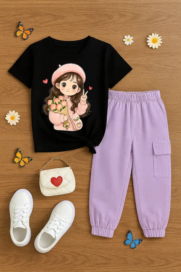 Black_Peach_Girl_T-Shirt_Legis_Trendy_Top_And_Bottom_Set_For_Girls