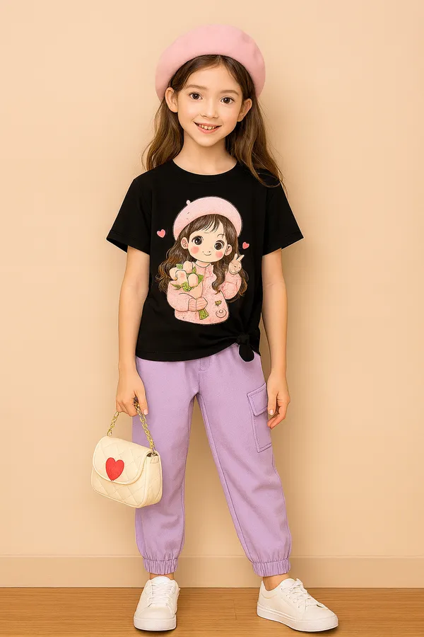 Black_Peach_Girl_T-Shirt_Legis_Trendy_Top_And_Bottom_Set_For_Girls