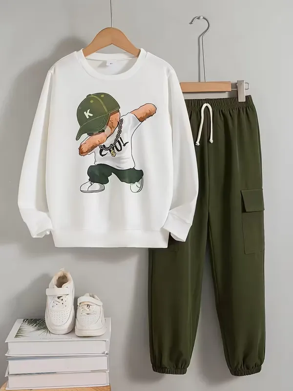 White_Cool_Panda_T-Shirt_Joggers_Trendy_Top_And_Bottom_Set_For_Boys