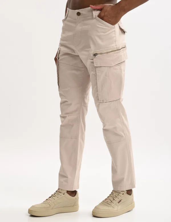 White_Premium_Cotton_Solid_Cargo_For_Men