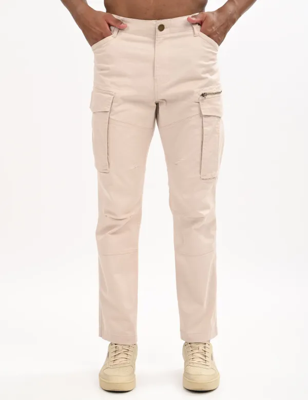 White_Premium_Cotton_Solid_Cargo_For_Men