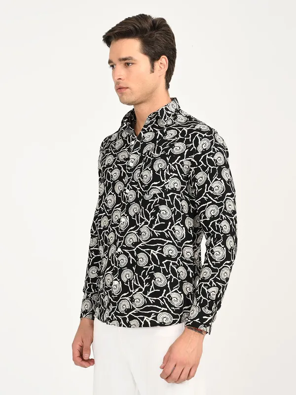 Black_Premium_Pure_Cotton_Printed_Shirt_For_Men