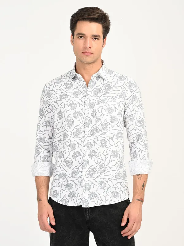 Blue_Premium_Pure_Cotton_Printed_Shirt_For_Men