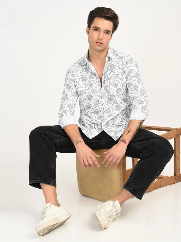 Blue_Premium_Pure_Cotton_Printed_Shirt_For_Men