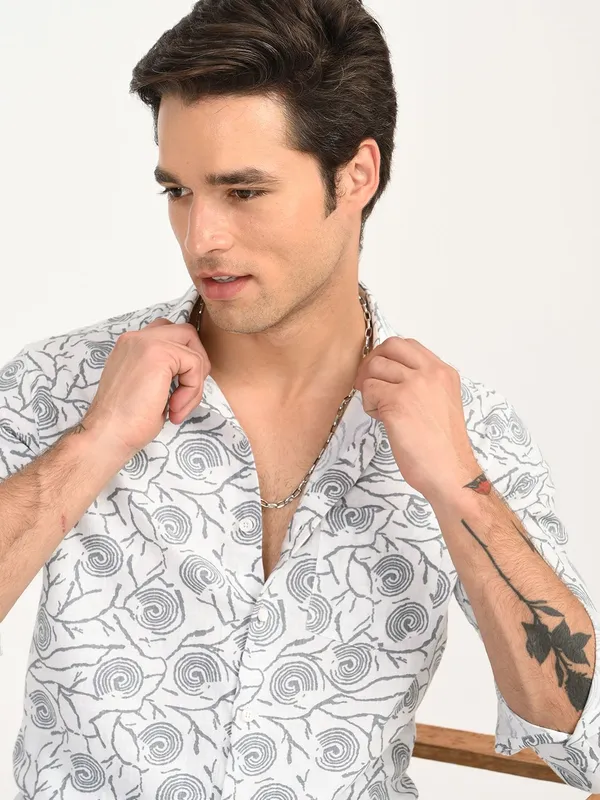 Blue_Premium_Pure_Cotton_Printed_Shirt_For_Men