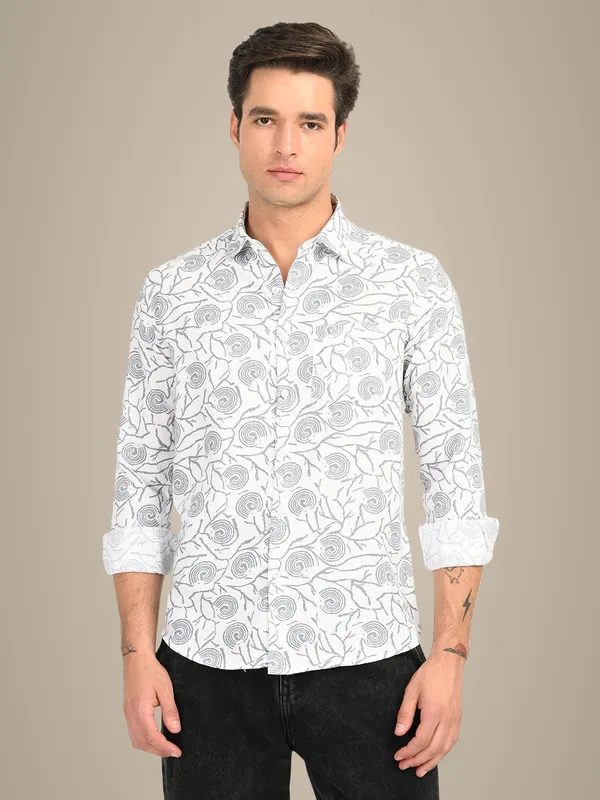 Blue_Premium_Pure_Cotton_Printed_Shirt_For_Men