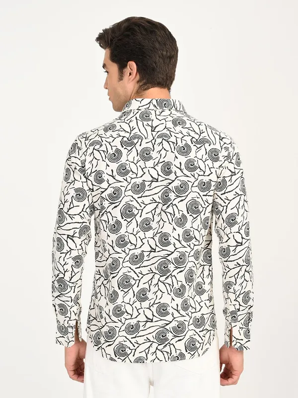 White_Premium_Pure_Cotton_Printed_Shirt_For_Men