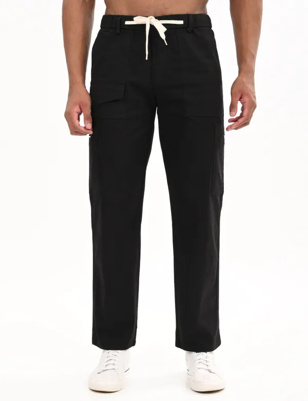 Black_Premium_Cotton_Solid_Cargo_For_Men