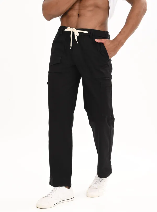 Black_Premium_Cotton_Solid_Cargo_For_Men