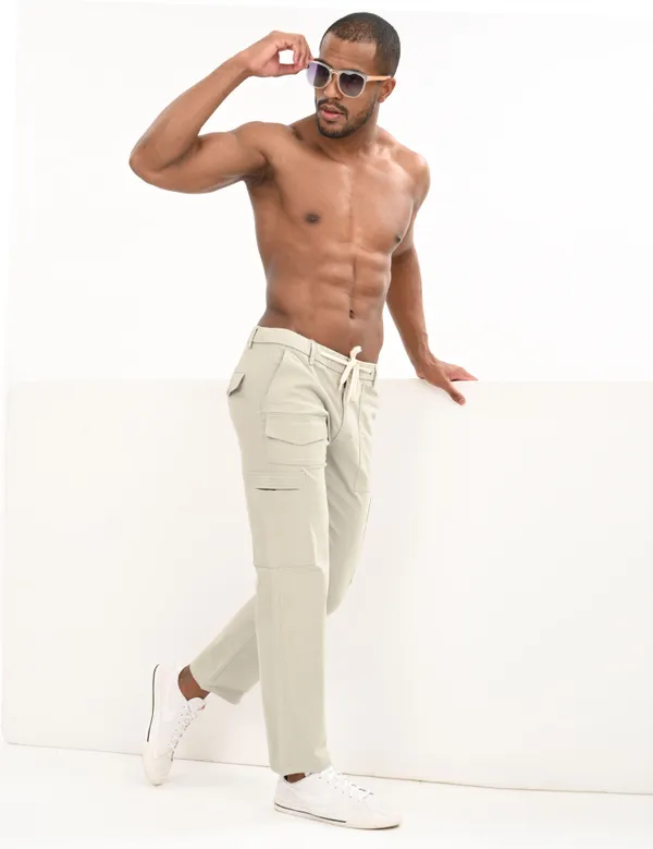 White_Premium_Cotton_Solid_Cargo_For_Men